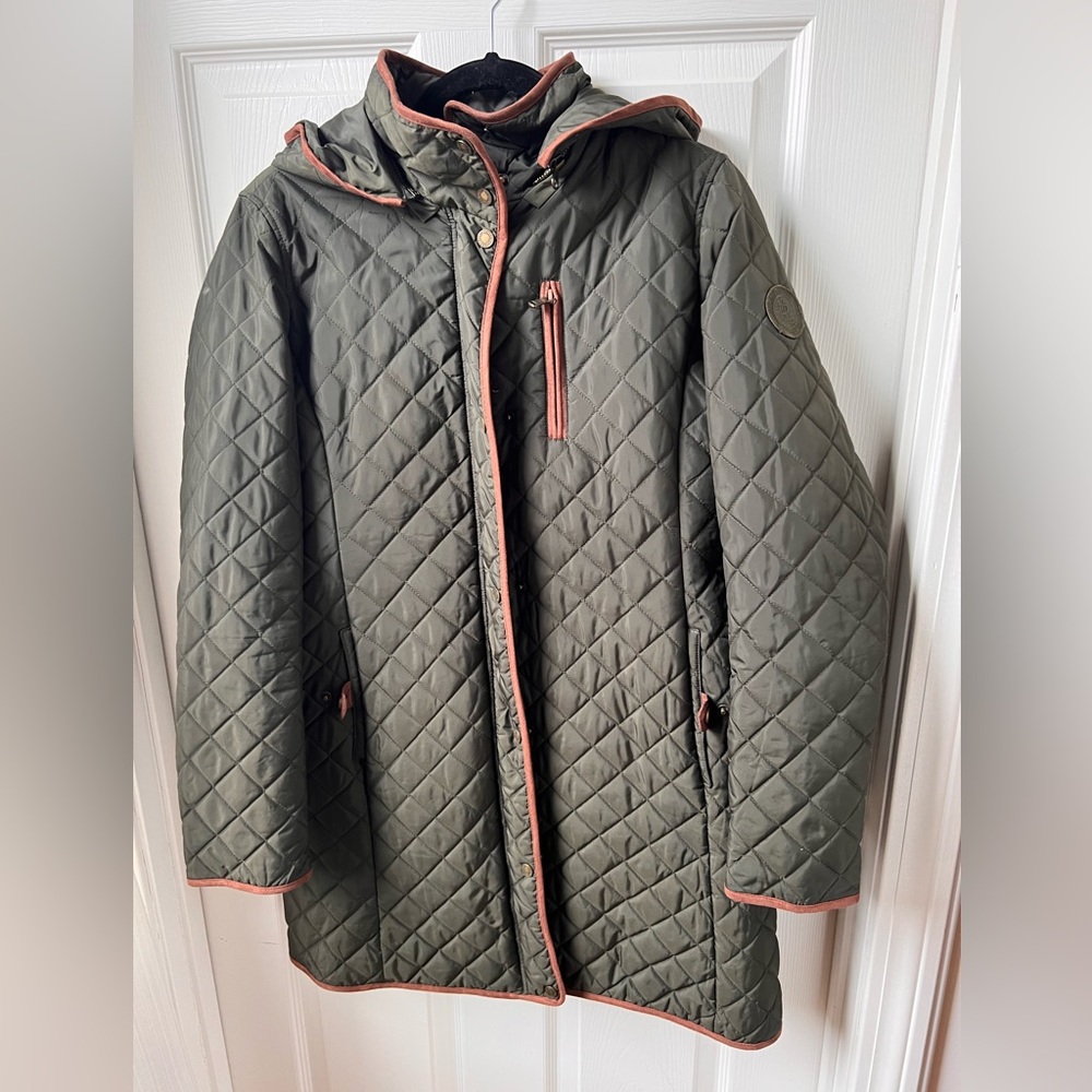 Army Green Ralph Lauren Quilted Long Jacket